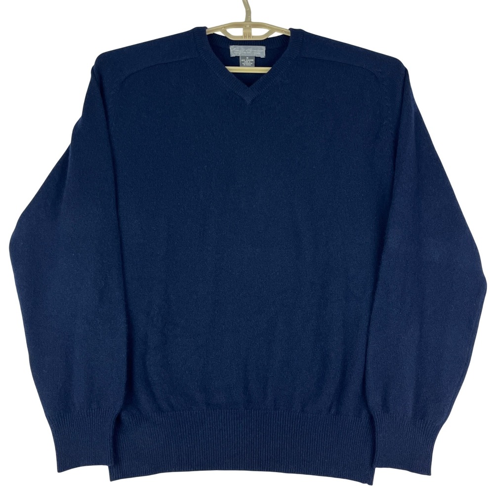 Daniel Cremieux V-Neck Sweater Mens Medium (M) Navy Blue 100% Cashmere Luxury